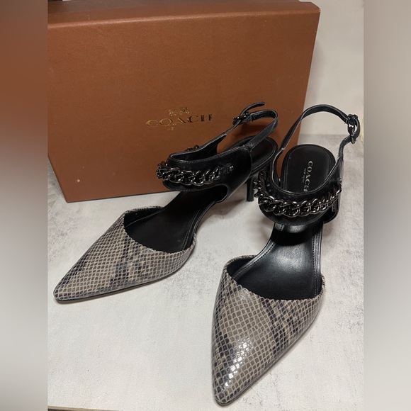 Coach Snake Print Garland Kitten Heels Sz 8 - Picture 3 of 6